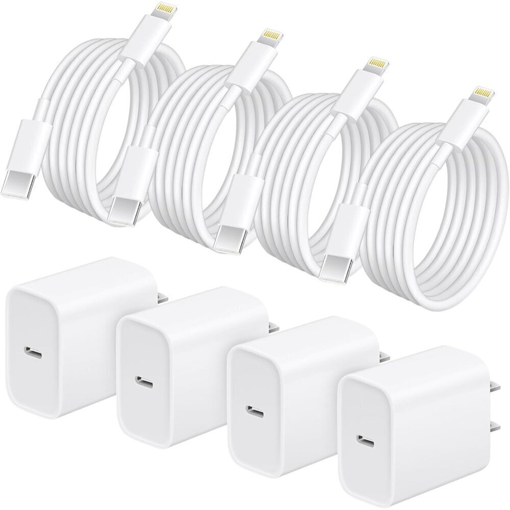 4 Pack 6 ft Fast Charger Cord Compatible with iPhone Charger Fast Charging Block
